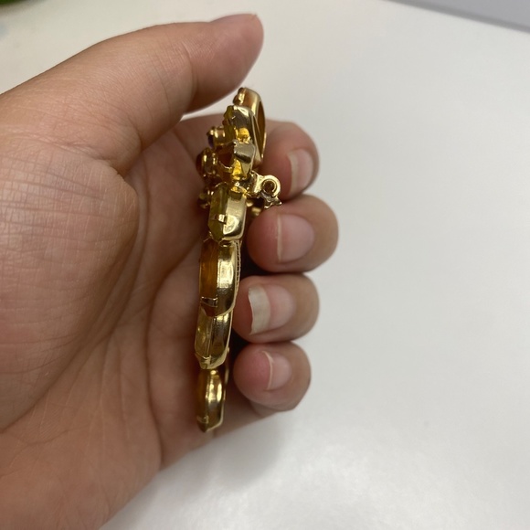 Large Vintage Juliana Rhinestone Crystal Open Back Brooch Pin Yellow - Picture 4 of 7